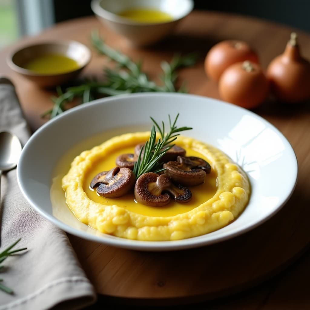 Polenta Cremosa con Seta Boletus y Romero: Receta Italiana en Thermomix Sin Lactosa