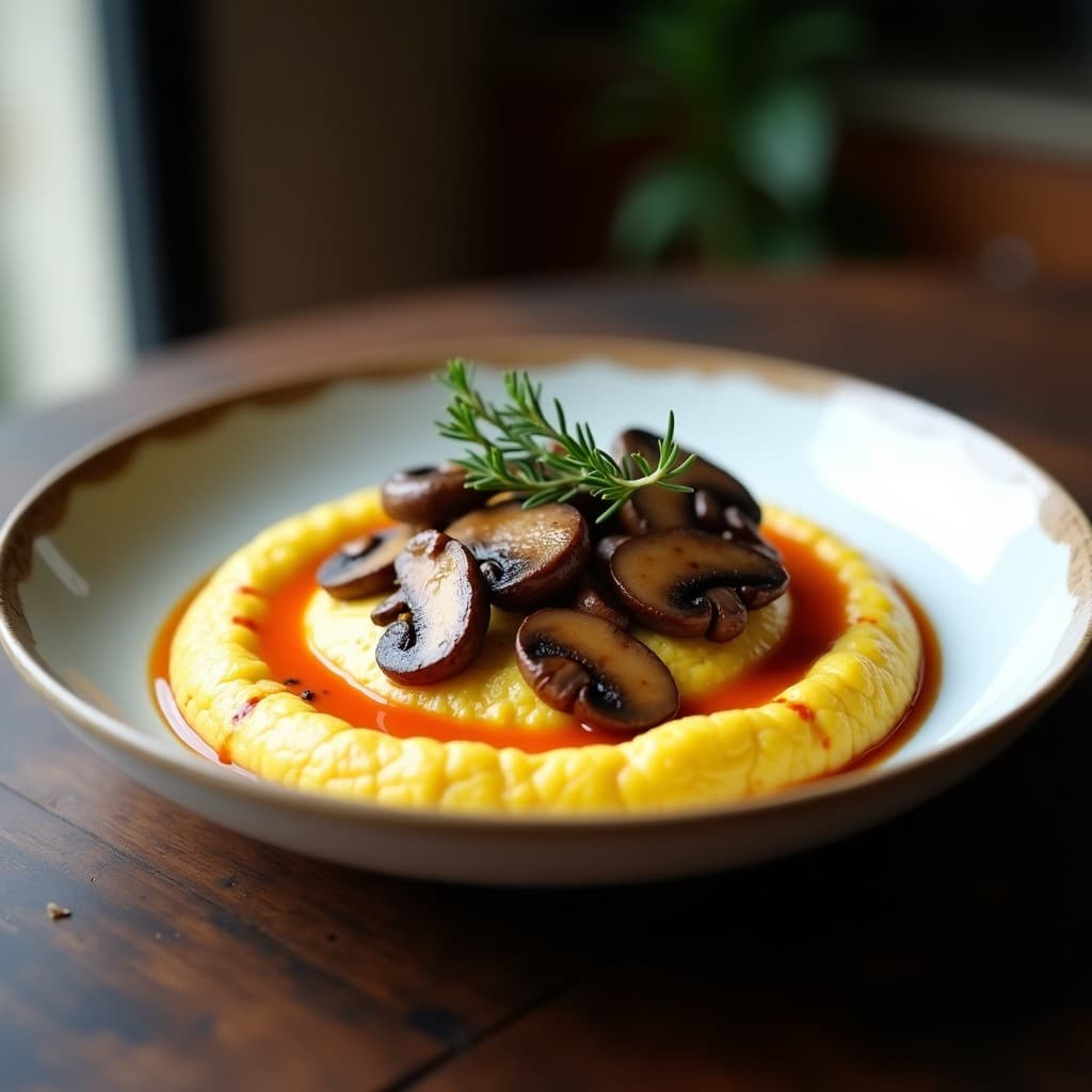 Polenta Cremosa con Setas Portobello y Romesco de Almendras: Receta Catalana en Thermomix
