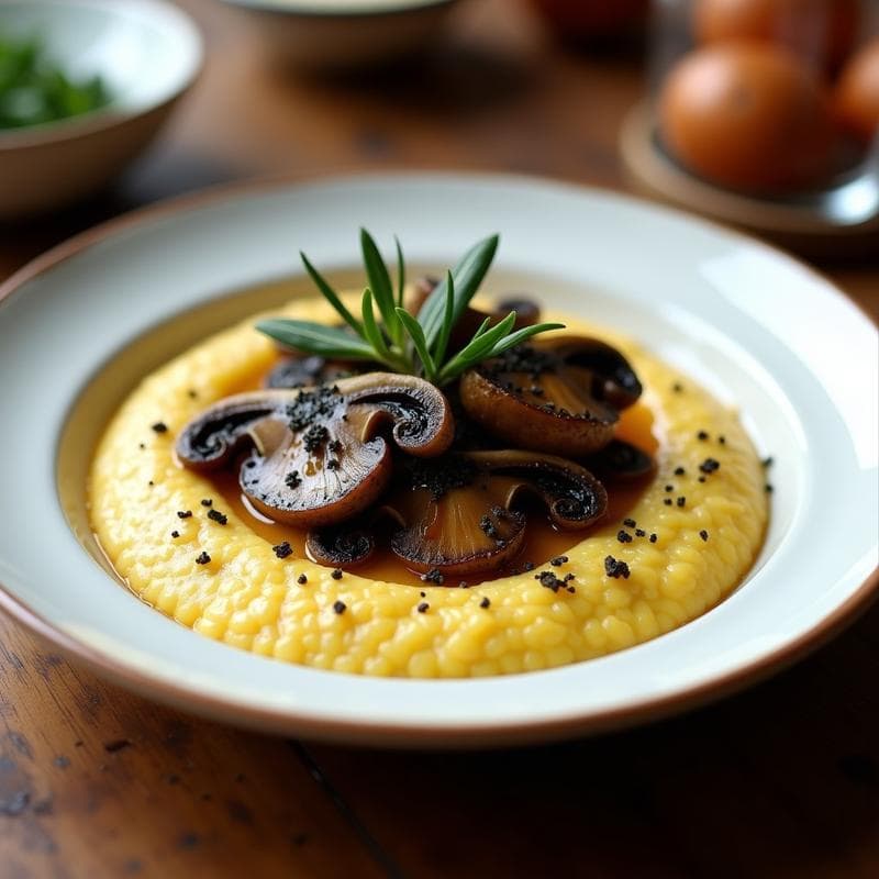 Polenta Cremosa con Setas y Trufa Negra: Receta italiana keto en 20 minutos