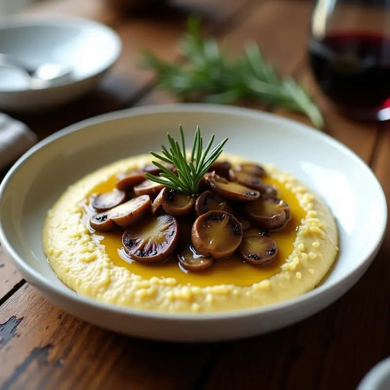 Polenta Cremosa con Hongos Portobello y Trufa: Plato Italiano Keto