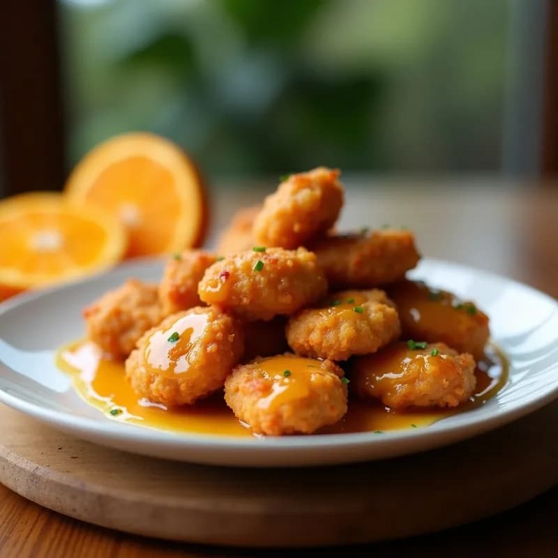 Pollo a la Naranja Crujiente con Arroz Jazmín