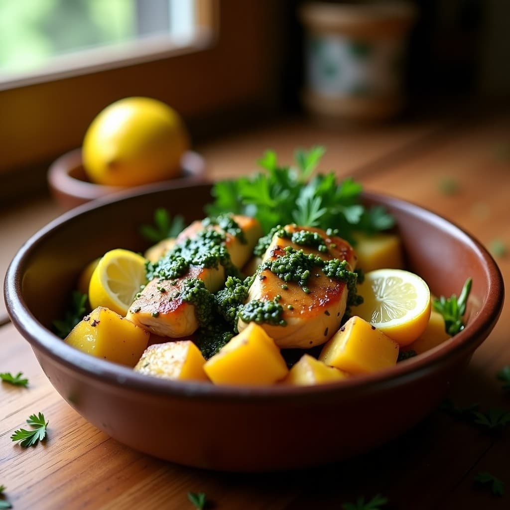 Pollo al Chimichurri con Patatas Camperas: Receta Argentina en Olla Lenta y Baja en Calorías