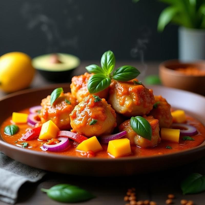 Pollo al Mango y Curry Rojo: Receta Tailandesa en Airfryer con Toque Picante
