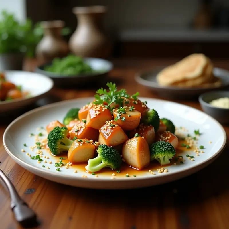 Tiras de Pollo Teriyaki con Brócoli y Semillas de Sésamo: Receta Japonesa en Airfryer sin Aceite