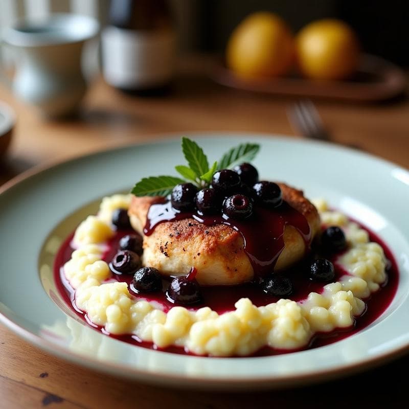 Pollo al Vino de Arándanos con Puré de Coliflor: Receta Keto y Sin Lactosa
