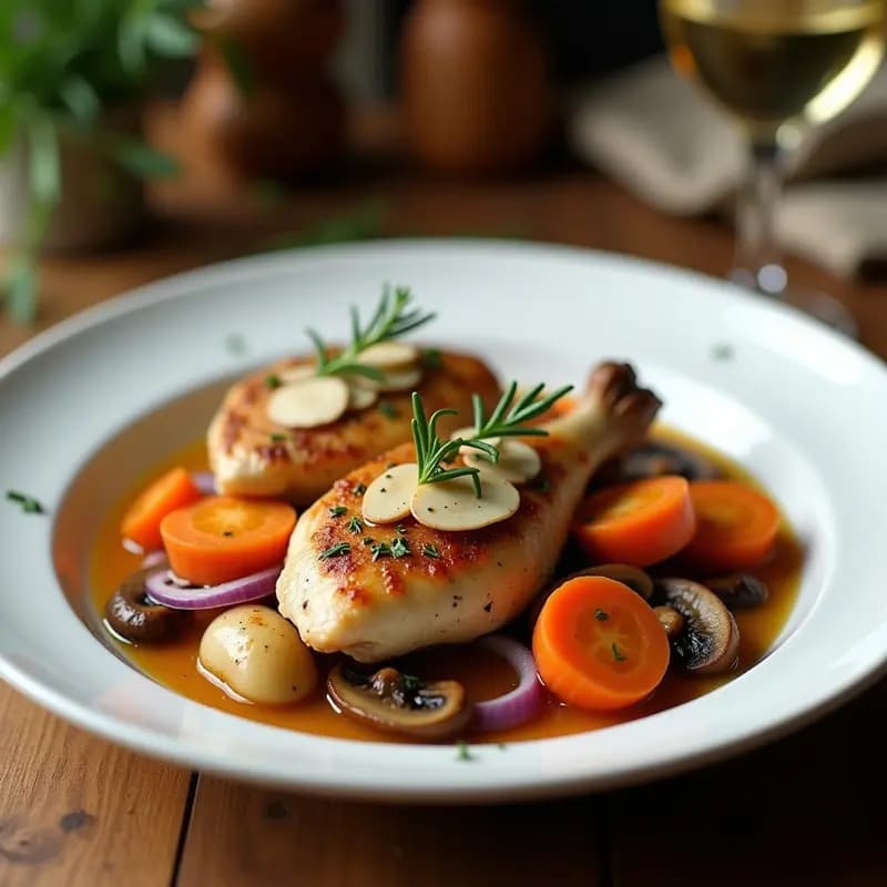 Crock Pot de Pollo al Vino Blanco y Hierbas Provenzales: Receta Francesa en Olla Exprés