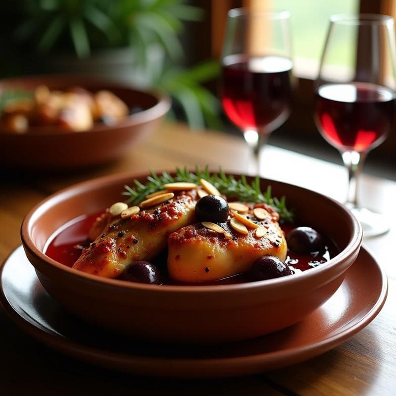 Pollo al Vino Tinto con Ciruelas Pasas: Receta Griega en Olla Express en 30 Minutos