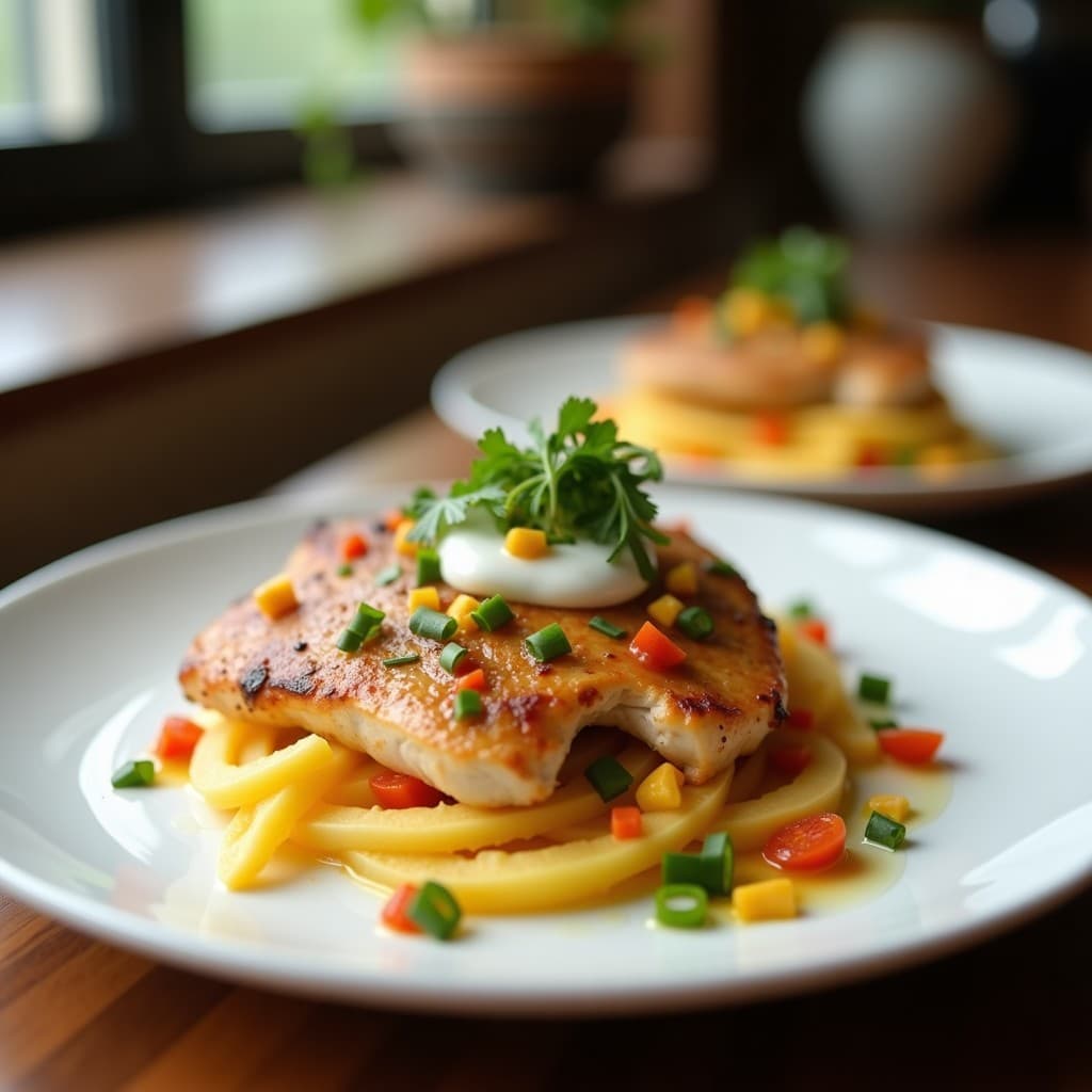 Pechuga de Pollo Marinada en Yogur y Especias Marroquíes: Receta en Olla Exprés con Ensalada de Cus Cus
