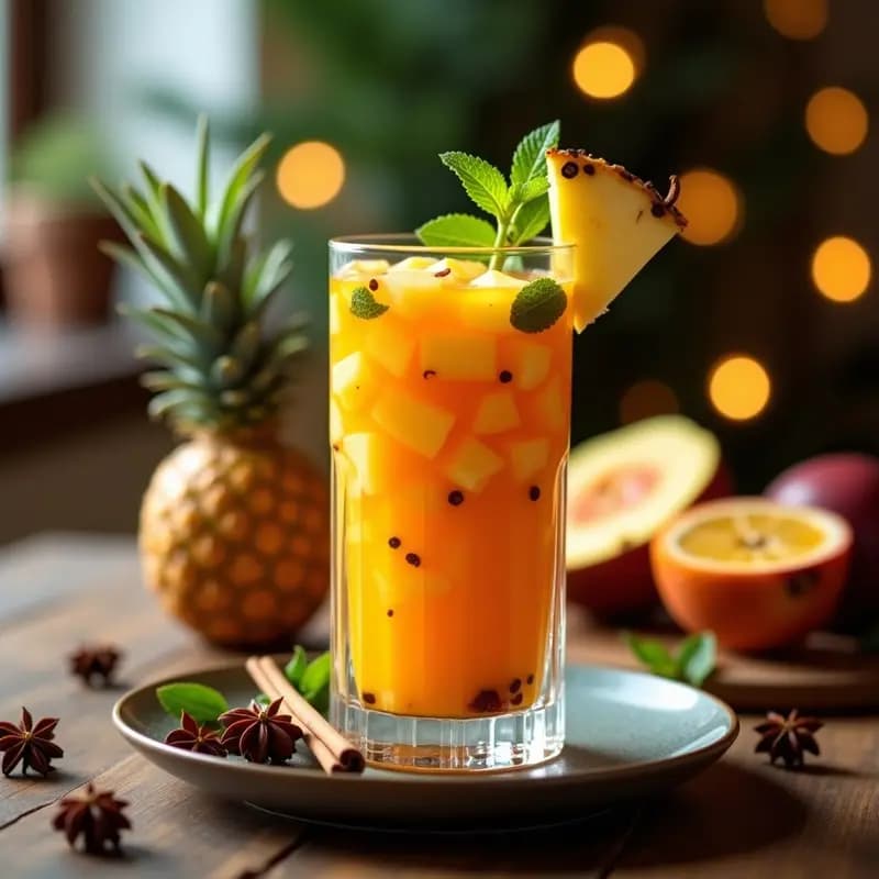 Ponche de Frutas Tropicales con Especias: Bebida Peruana Sin Alcohol para Navidad