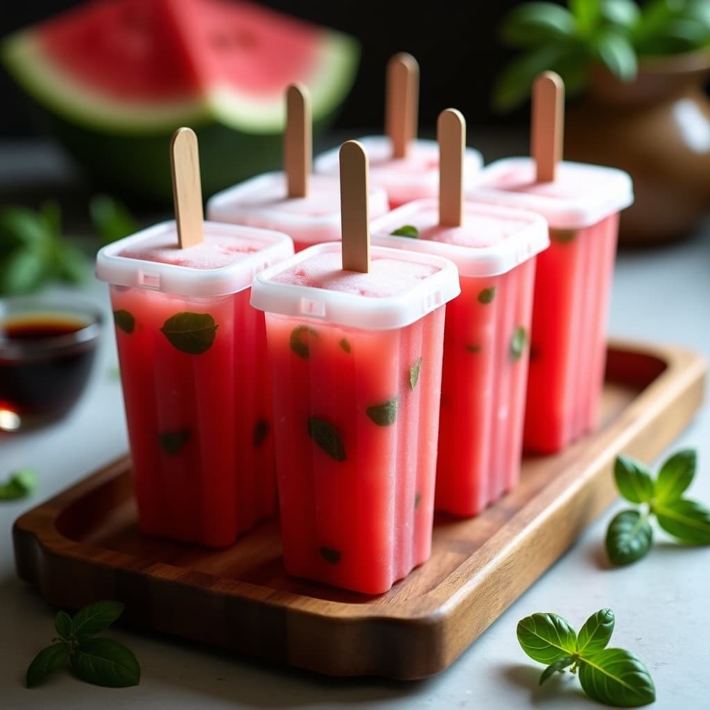 Popsicles de Sandía y Albahaca con Vinagre Balsámico: Postre Irán-Italiano sin Azúcar
