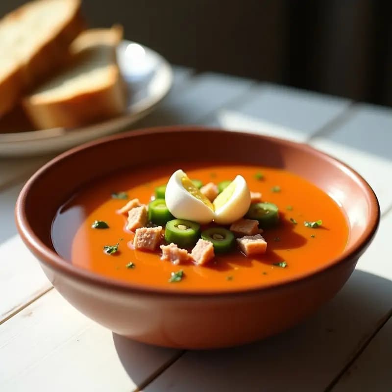Porra Antequerana Auténtica: Gazpacho Espeso con Atún y Huevo Duro