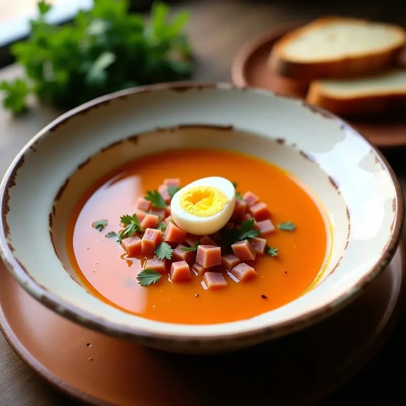 Porra Antequerana: Sopa Fría Andaluza con Jamón y Huevo Duro