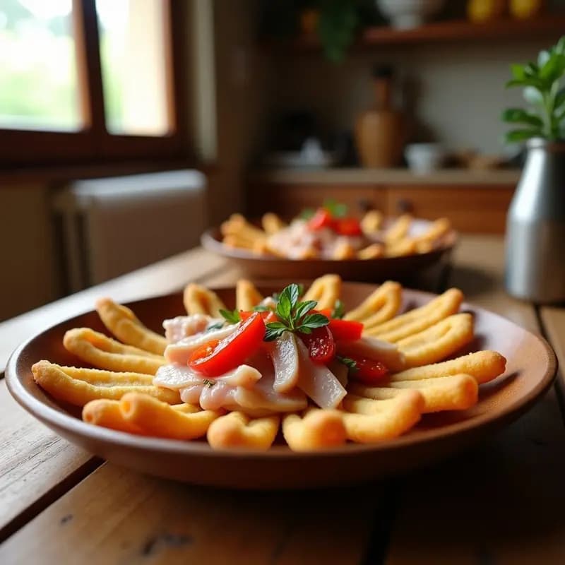 Porras con ventresca y pimientos asados: Aperitivo manchego crujiente y sabroso