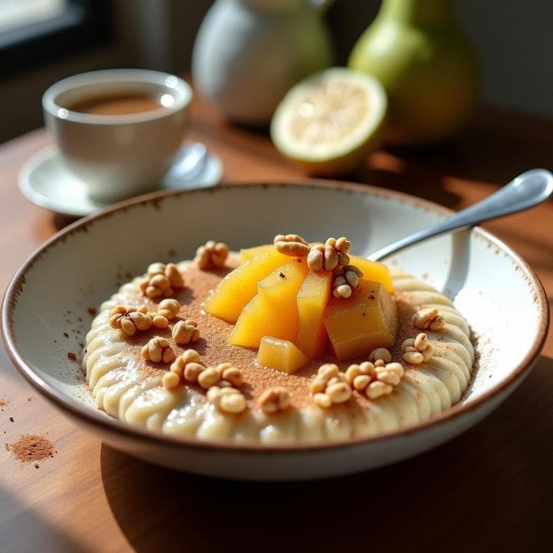 Porre de Trigo Sarraceno con Compota de Higo Chumbo y Nueces: Desayuno Sin Gluten y Sin Lácteos