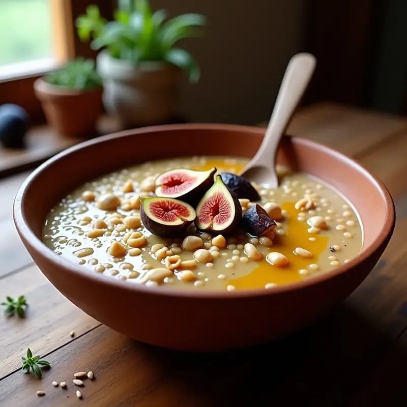 Porridge de Amaranto con Leche de Avellanas y Higos Secos: Desayuno Azteca Sin Lactosa