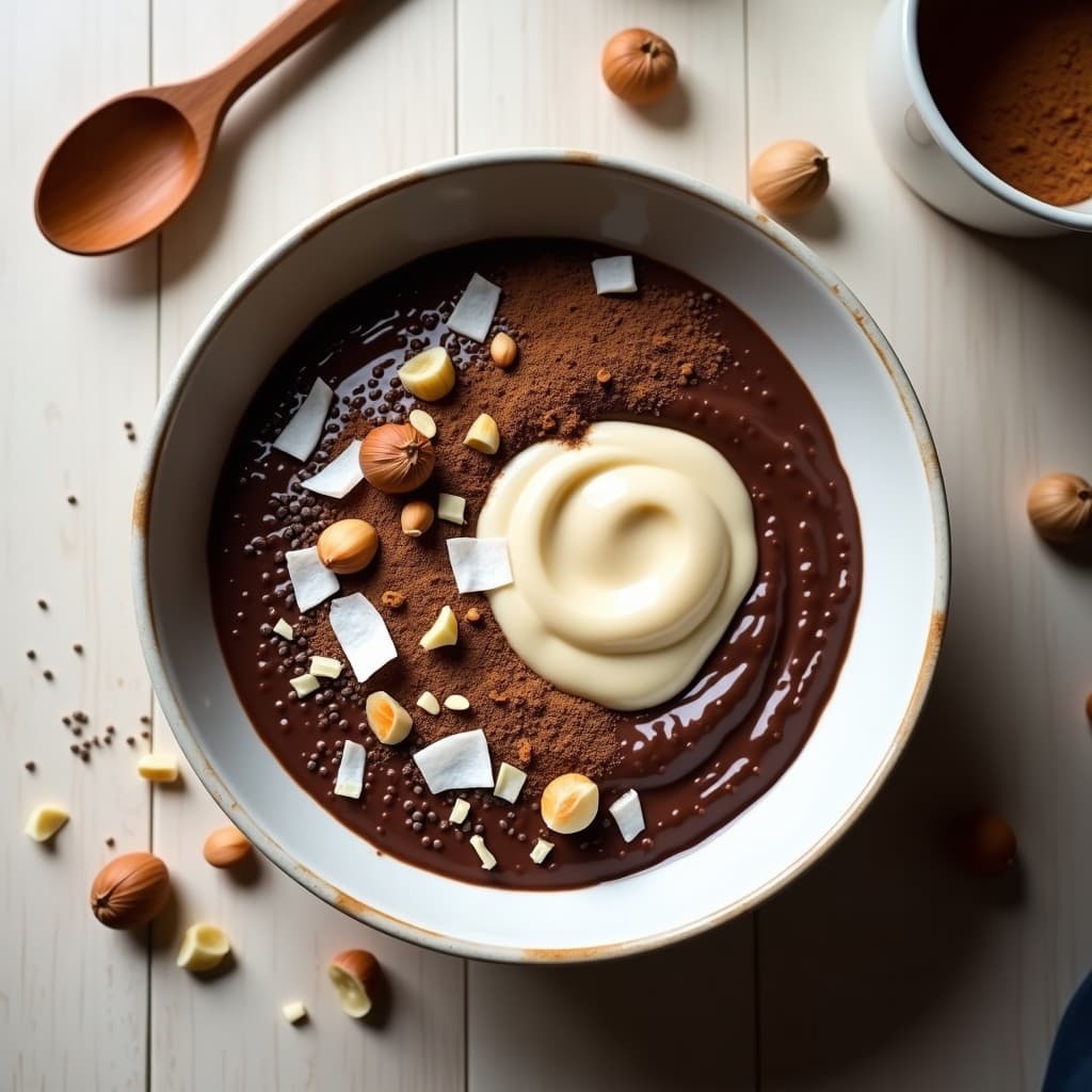 Porridge de Amaranto y Cacao con Crema de Avellanas: Desayuno Vegano y Sin Lactosa