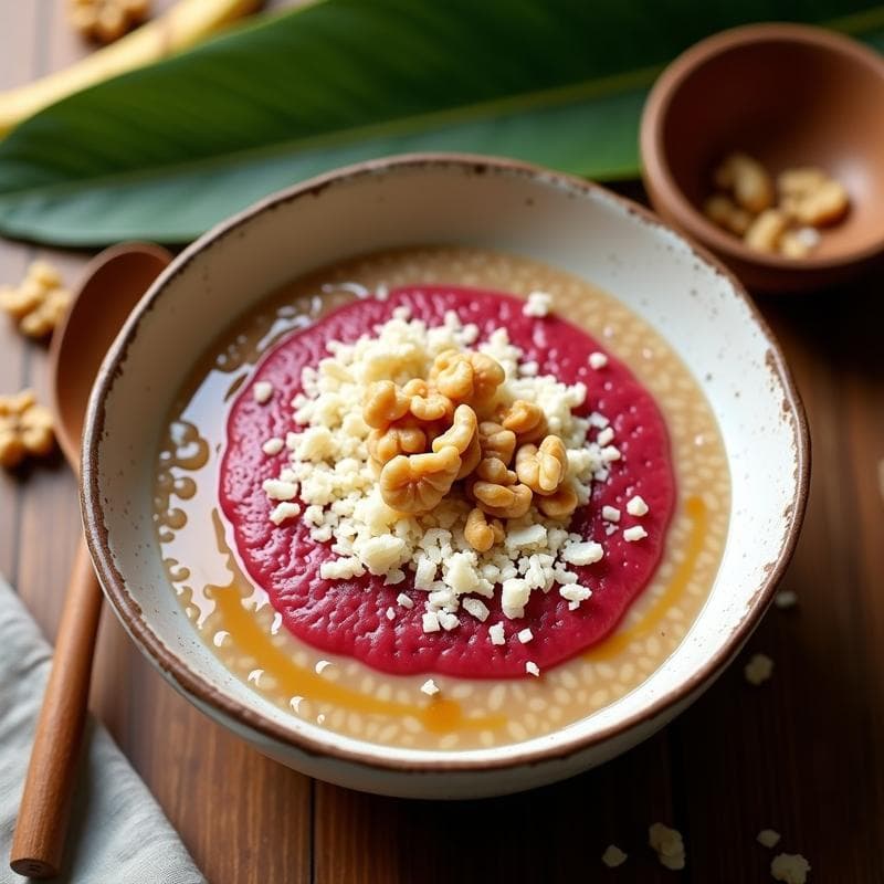 Porridge de Amaranto con Puré de Guayaba y Queso Vegano: Desayuno Sin Gluten y Alto en Calcio