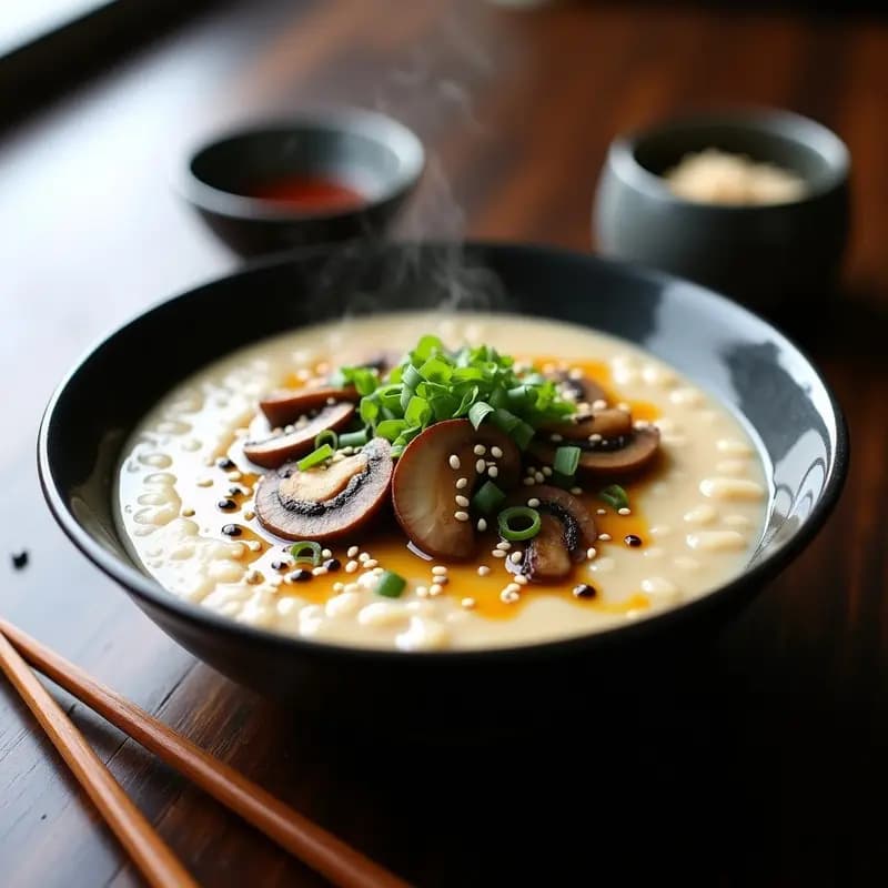 Porridge de Amaranto Salado con Hongos Shiitake y Cebollino: Desayuno Coreano Keto