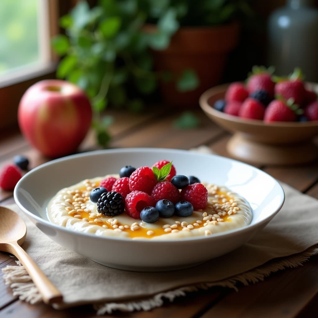 Porridge de Amaranto con Leche de Anacardo y Frutos del Bosque: Desayuno Sin Lácteos y Alta en Hierro