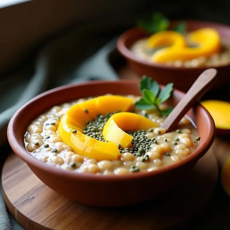 Porridge de Amaranto con Puré de Mango Ataulfo y Semillas de Hemp: Desayuno Mexicano Sin Lactosa
