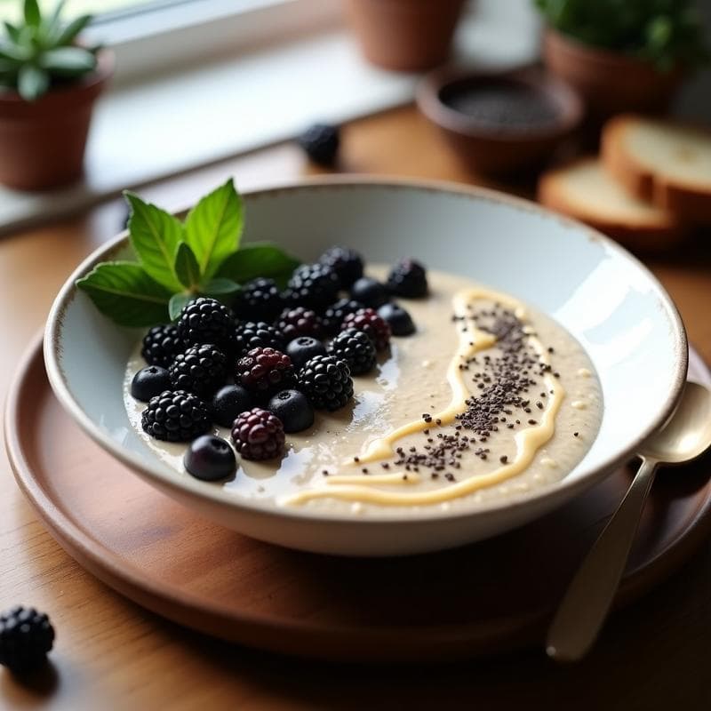 Porridge de Amaranto y Moras con Crema de Tahini: Desayuno Antiinflamatorio en 10 Minutos