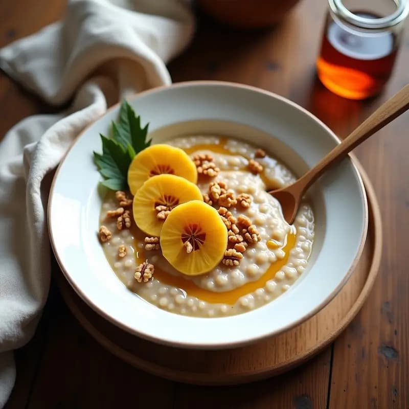 Porridge de Amaranto y Plátano Macho con Sirope de Arce: Desayuno Vegano y Energético