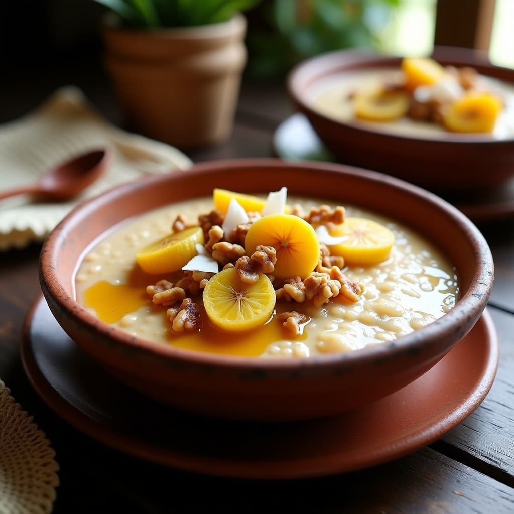 Porridge de Amaranto y Plátano Macho con Miel de Agave: Desayuno Mexicano Sin Lactosa