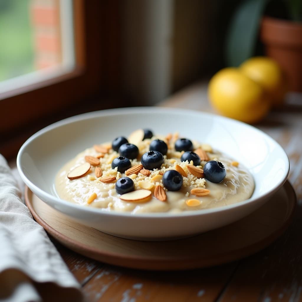Porridge de Cardo Mariano y Almendras: Desayuno Detox Sin Gluten con Toppings Crujientes