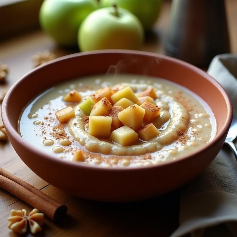 Porridge de Cebada Perlada con Compota de Manzana y Canela: Desayuno Keto y Sin Lácteos