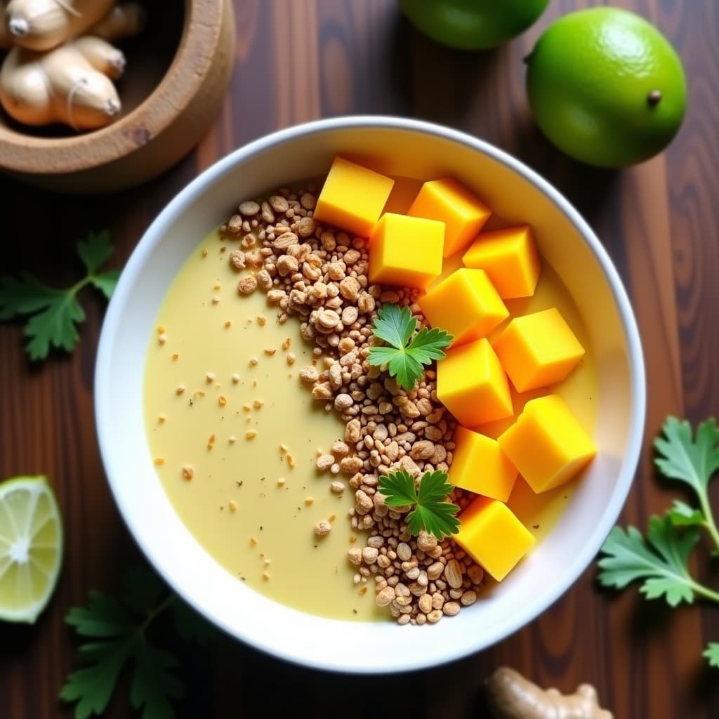 Porridge de Chía y Leche de Tigre con Toppings de Mango: Desayuno Peretano y Detox