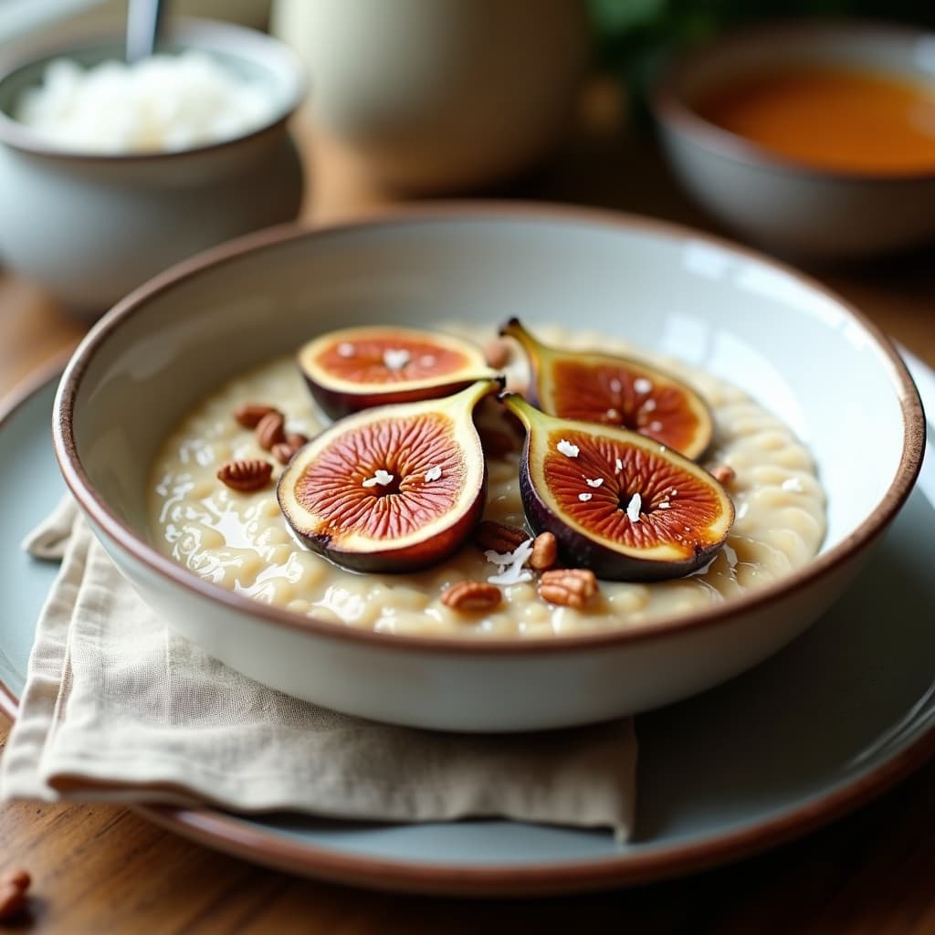 Porridge de Fonio con Leche de Almendras y Higos Caramelizados: Desayuno Sin Gluten y Keto
