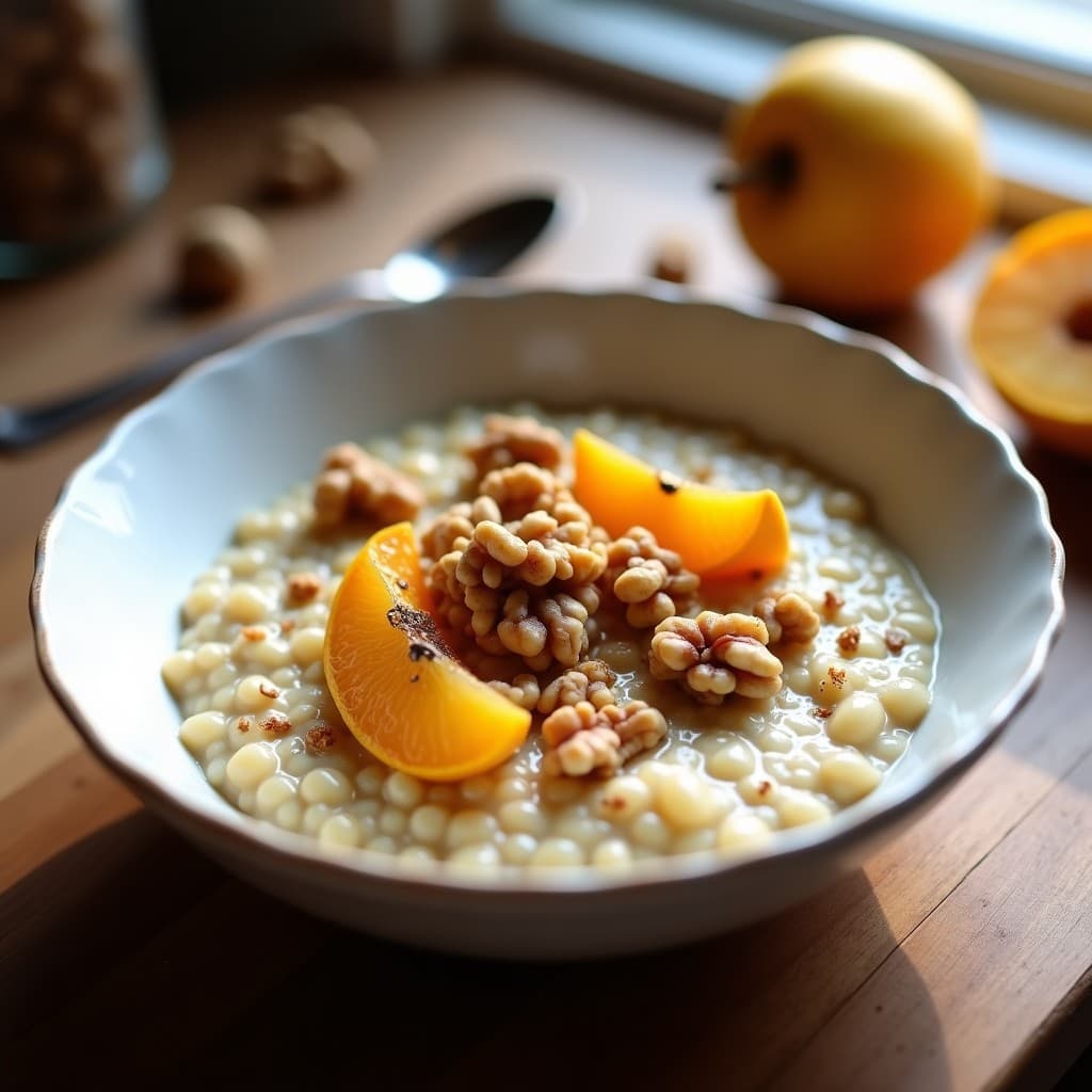 Porridge de Mijo con Compota de Membrillo y Nueces: Desayuno Sin Gluten y Alto en Minerales