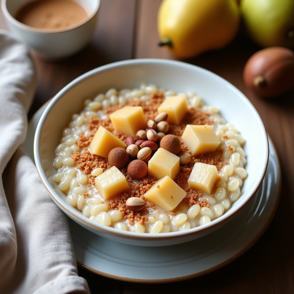 Porridge de Quinoa con Leche de Avellanas y Peras Asadas: Desayuno Keto Sin Lácteos