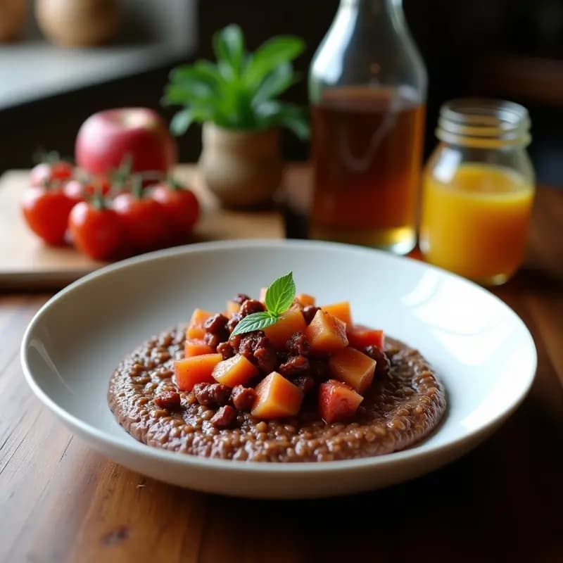 Porridge de Quinoa y Cacao con Compota de Higo Chumbo: Desayuno Superalimento en 10 Minutos