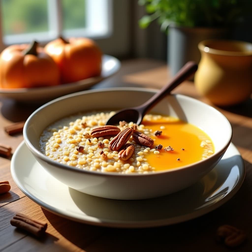 Porridge de Quinoa con Puré de Calabaza y Especias Chai: Desayuno Sin Lactosa y Alto en Fibra