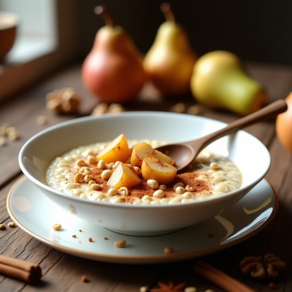 Porridge de Quinoa Inflada con Canela y Peras Asadas: Desayuno Sin Lactosa en Thermomix