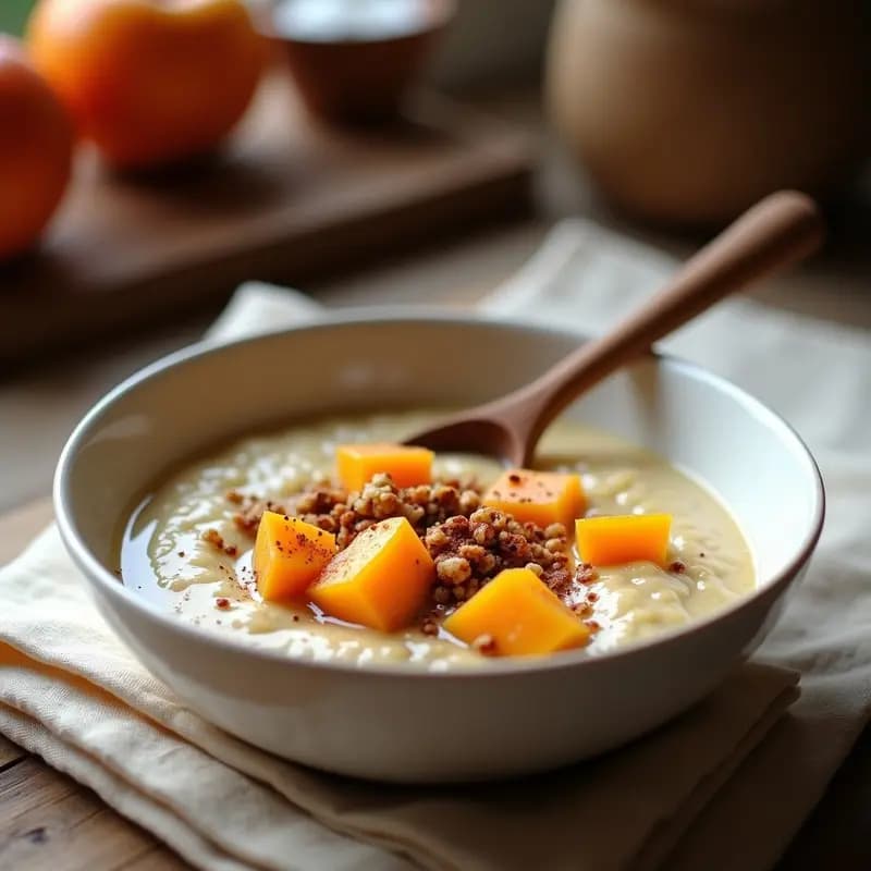 Porridge de Quinoa y Caqui con Especias de Canela y Cardamomo: Desayuno Otoñal Sin Lácteos