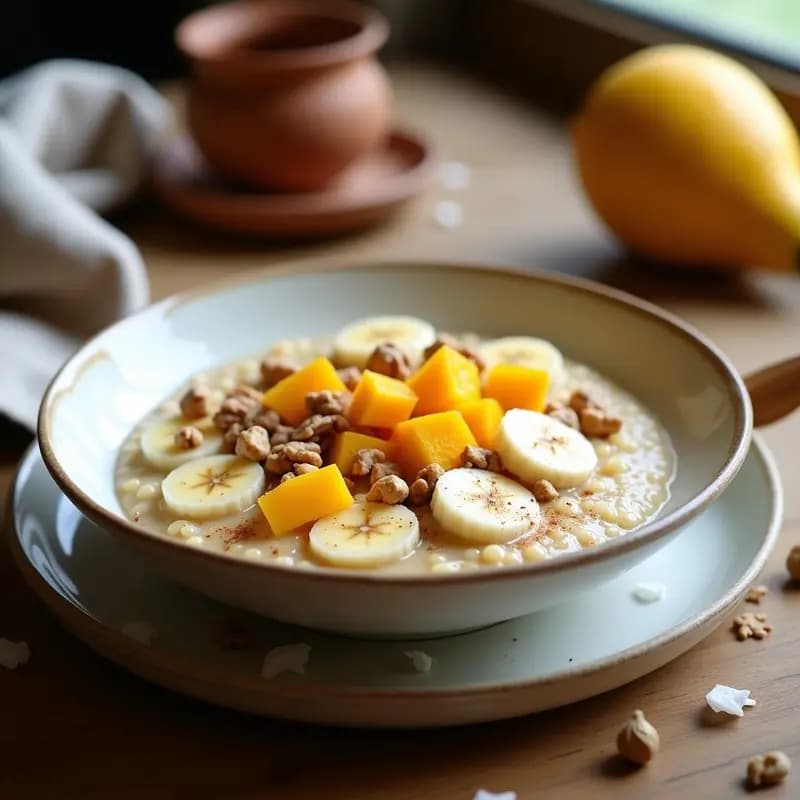 Porridge de Quinoa y Chempedak con Especias de Cardamomo: Desayuno Malayo Antiinflamatorio