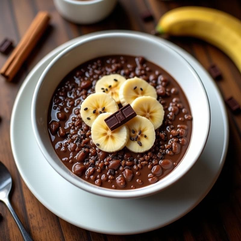 Porridge de Quinoa y Chocolate Negro con Plátano: Desayuno Keto y Energético en 10 Minutos
