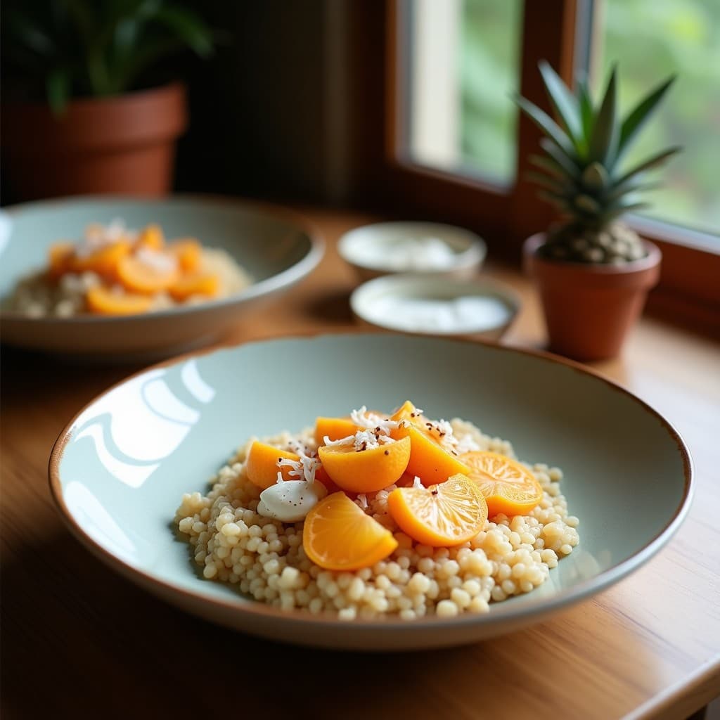Porridge de Quinoa con Puré de Guayaba y Coco Rallado: Desayuno Tropical Sin Gluten