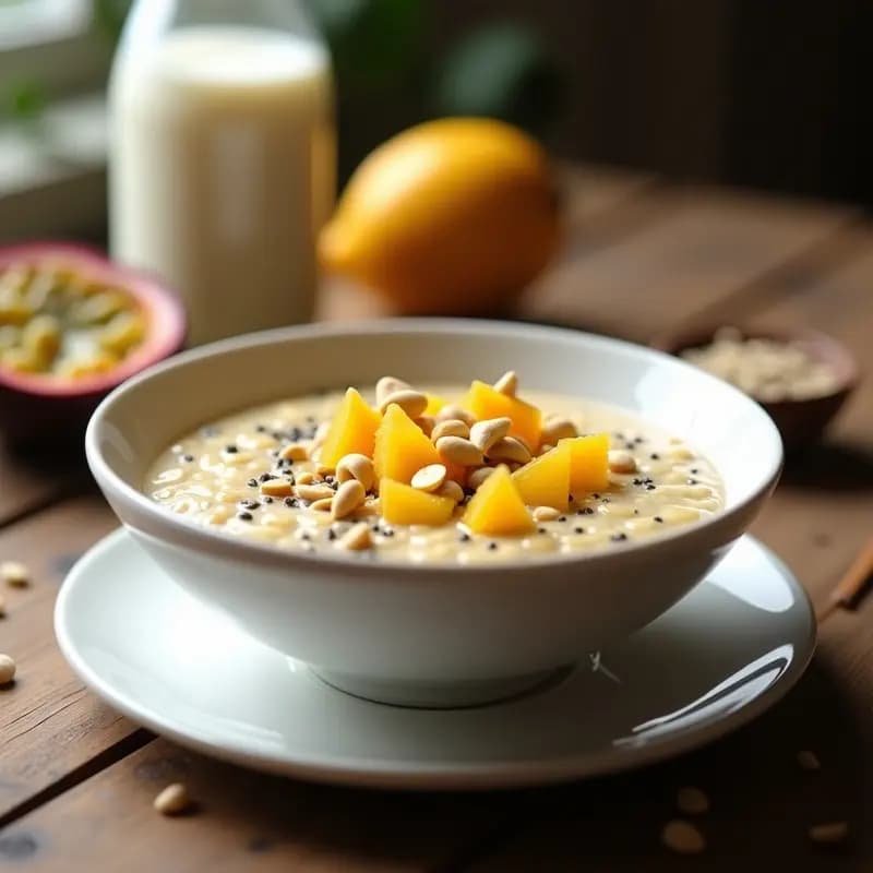Porridge de Quinoa y Leche de Anacardos con Granadilla: Desayuno Sin Lácteos y Alto en Proteína