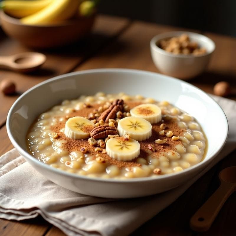 Porridge de Quinoa y Plátano con Canela y Nueces: Desayuno Energético Sin Azúcar en 10 Minutos