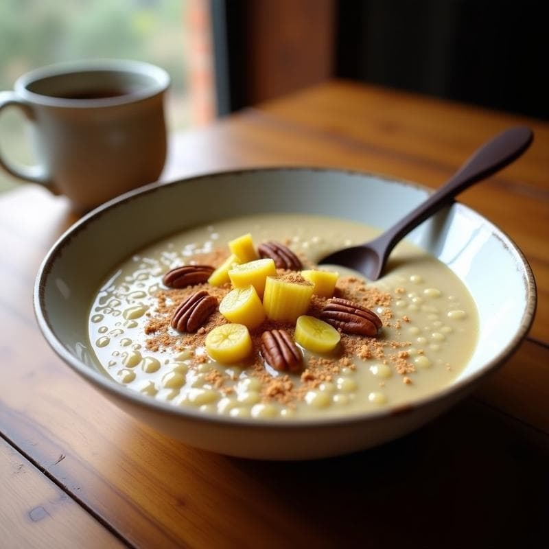 Porridge de Quinoa y Plátano Macho con Canela: Desayuno Keto y Sin Lactosa en 5 Minutos