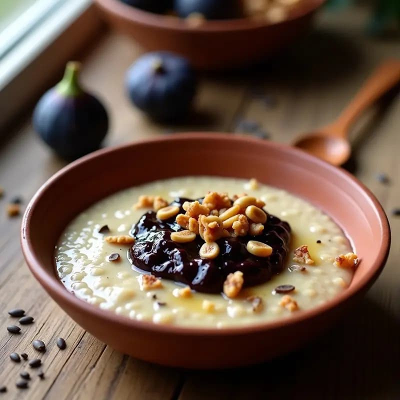Porridge de Teff con Leche de Almendras y Compota de Higos Negros: Desayuno Etíope Alta en Proteína