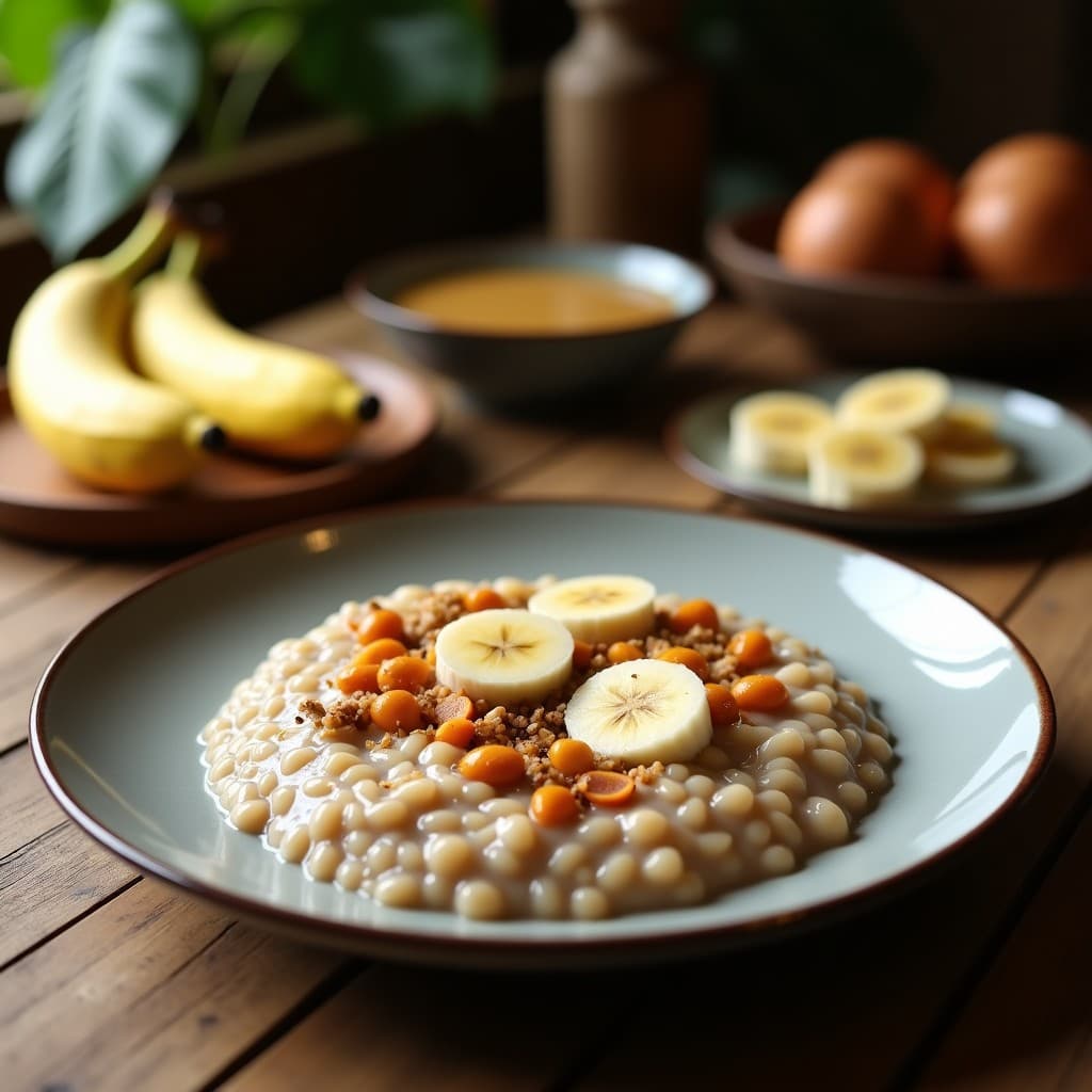Porridge de Trigo Negro con Leche de Coco y Plátano Macho: Desayuno Sin Gluten y Energético