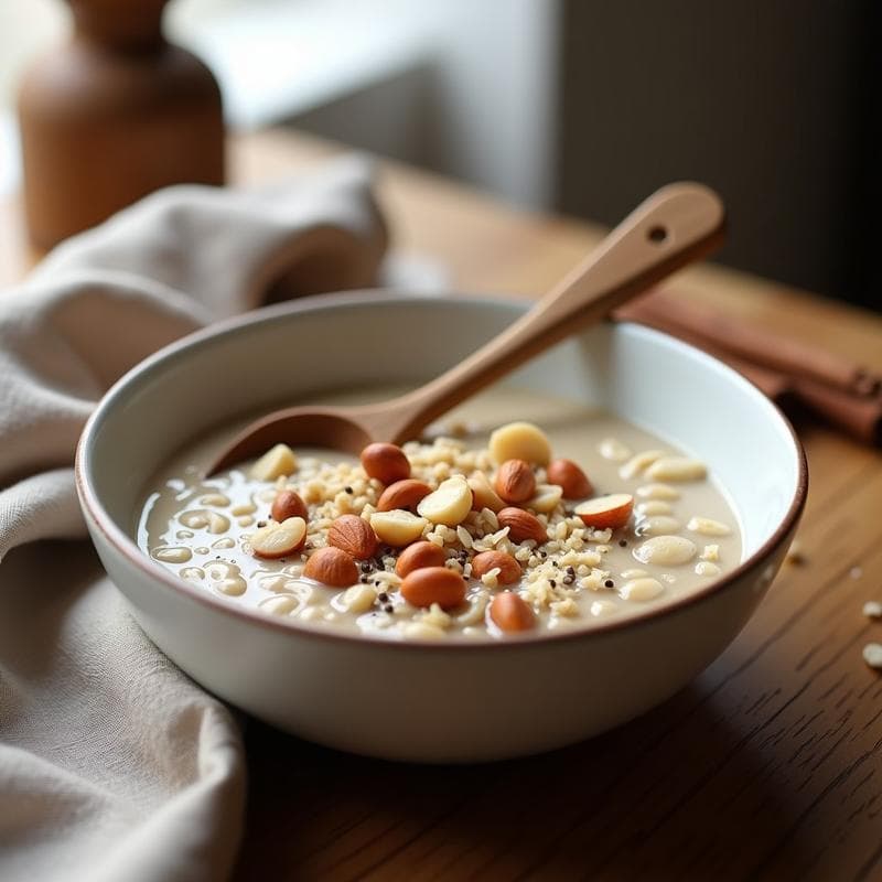 Porridge de Trinchera con Leche de Avellanas y Canela: Desayuno Keto Sin Cocción