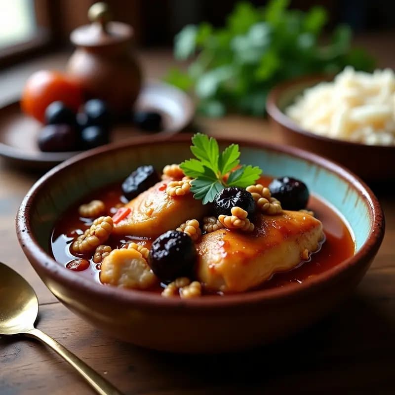 Portegale de Pollo con Ciruelas y Nueces: Receta Judía Sefardí en Olla Exprés