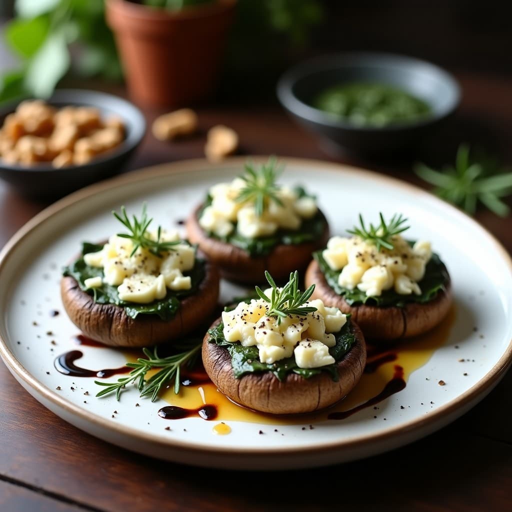 Rellenos de Hongo Portobello con Espinacas y Queso de Cabra: Receta Sin Gluten en Airfryer