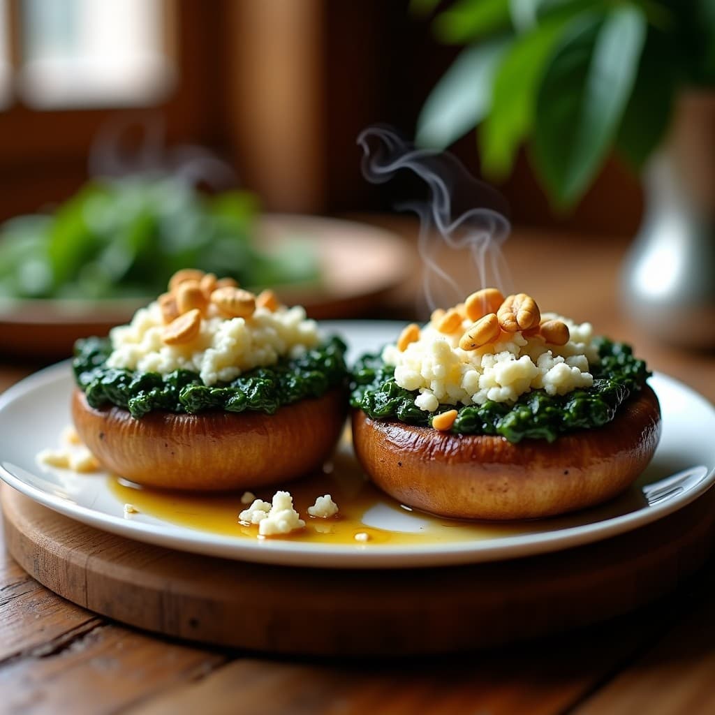 Hongo Portobello Relleno de Espinacas y Feta al Horno: Receta Vegetariana Alta en Hierro en 25 Minutos
