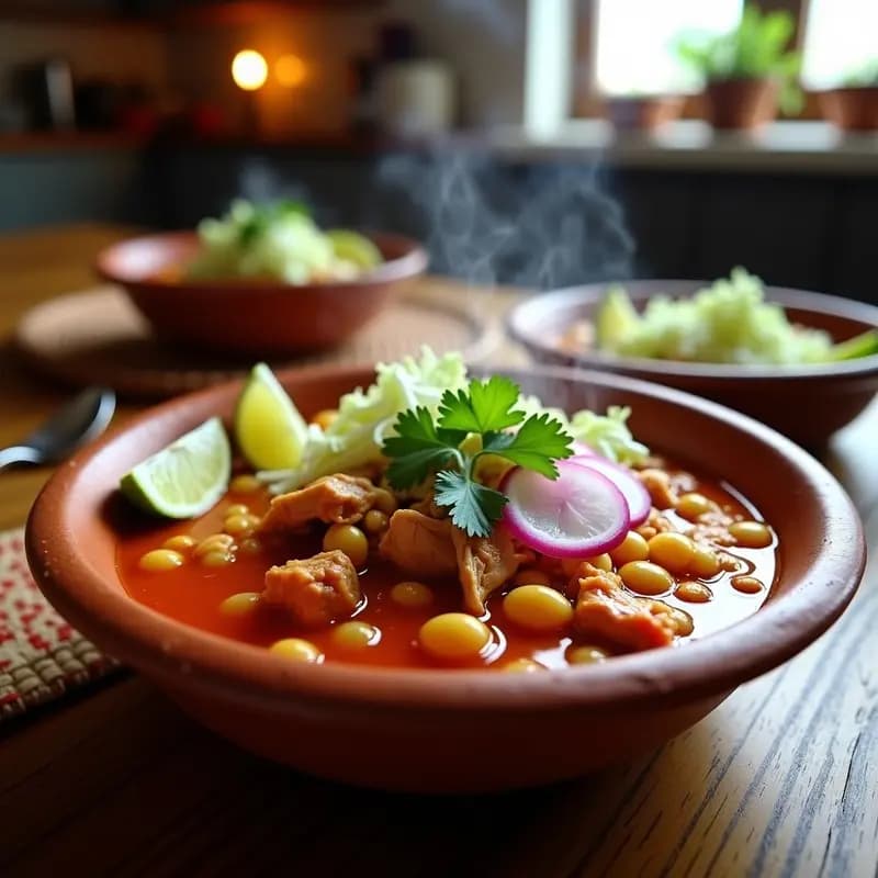 Posole Rojo de Pollo con Garnacha: Receta Mexicana Tradicional para Fiesta
